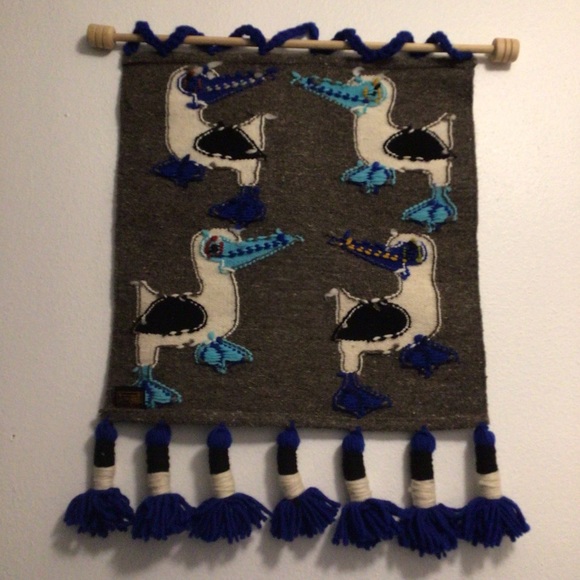 Vintage Artesian hand woven tapestry wool geese/duck hanging made in Ecuador - Picture 3 of 10